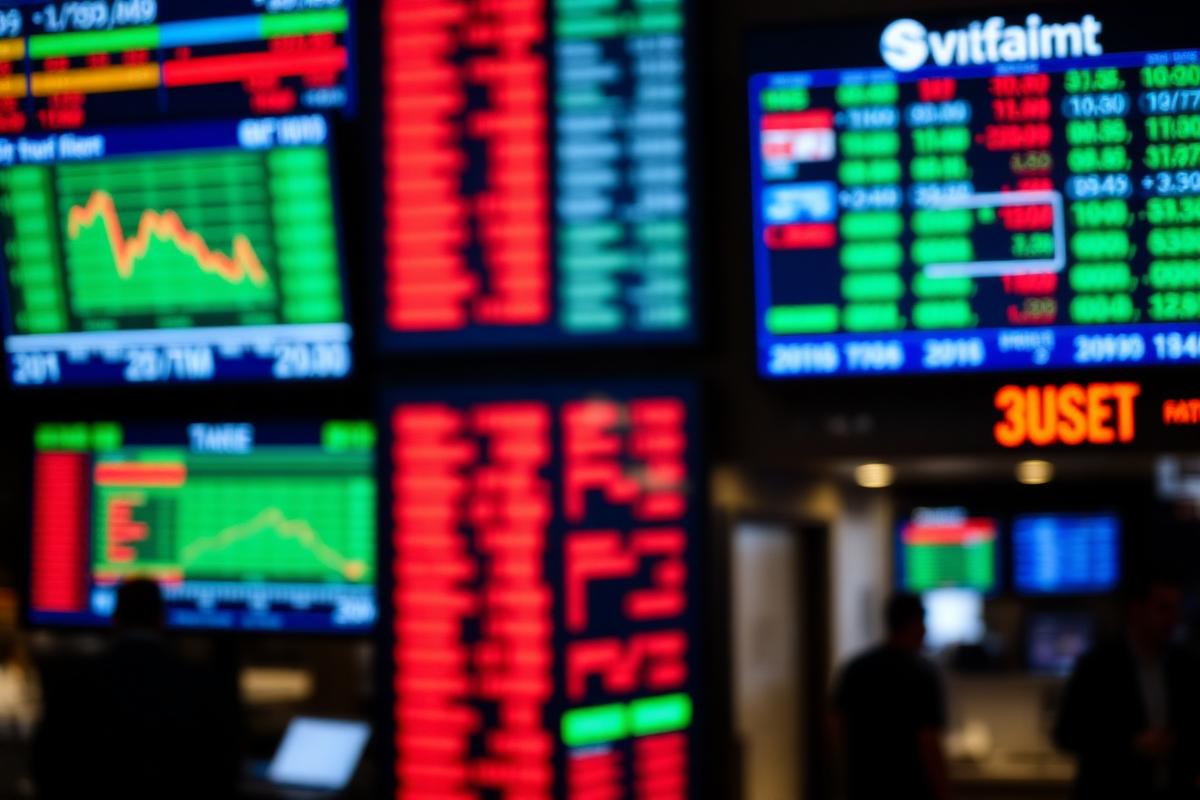 Trading floor screens showing market data